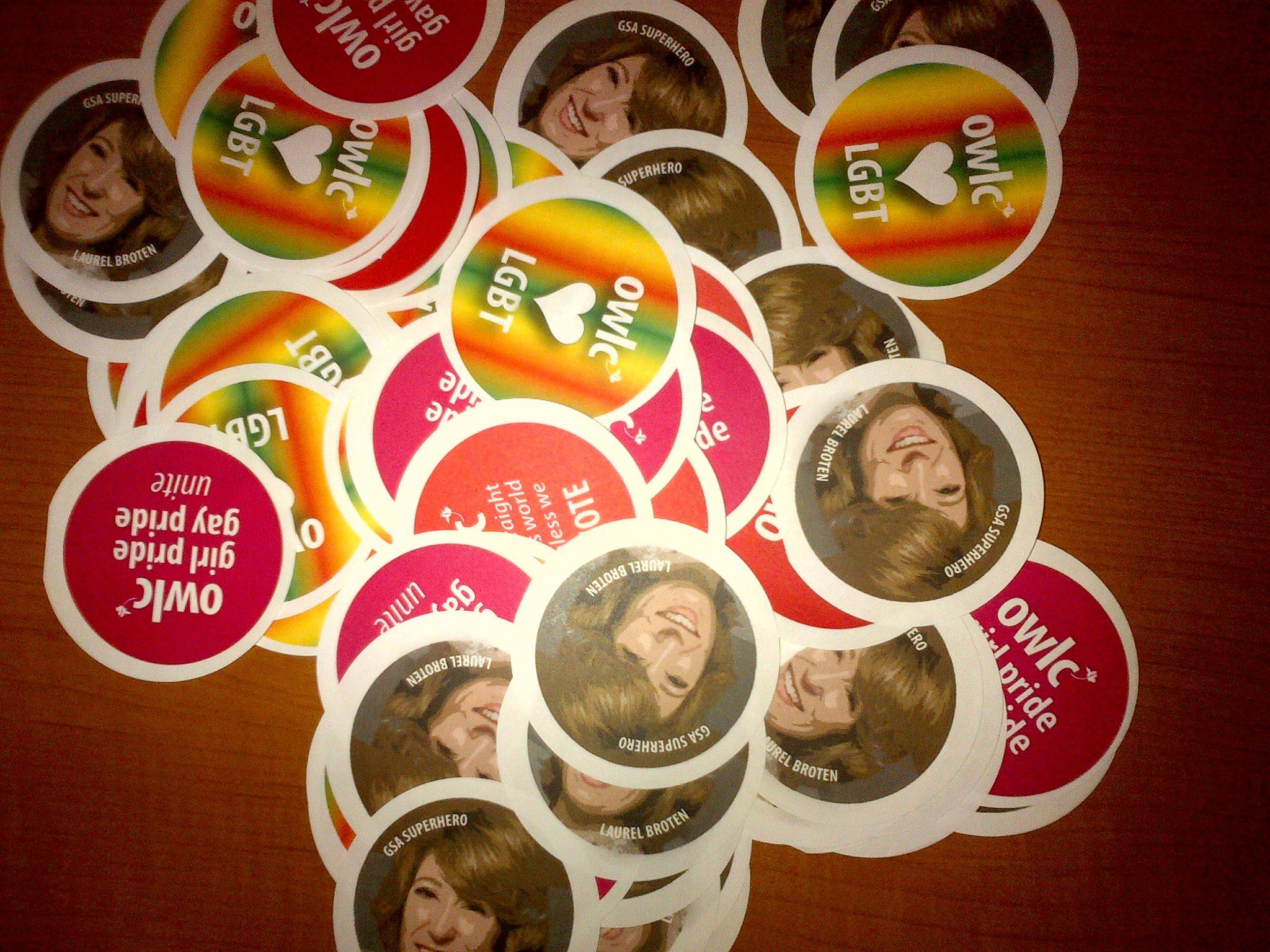 Making buttons for Pride as part of the OWLC Executive – 2012