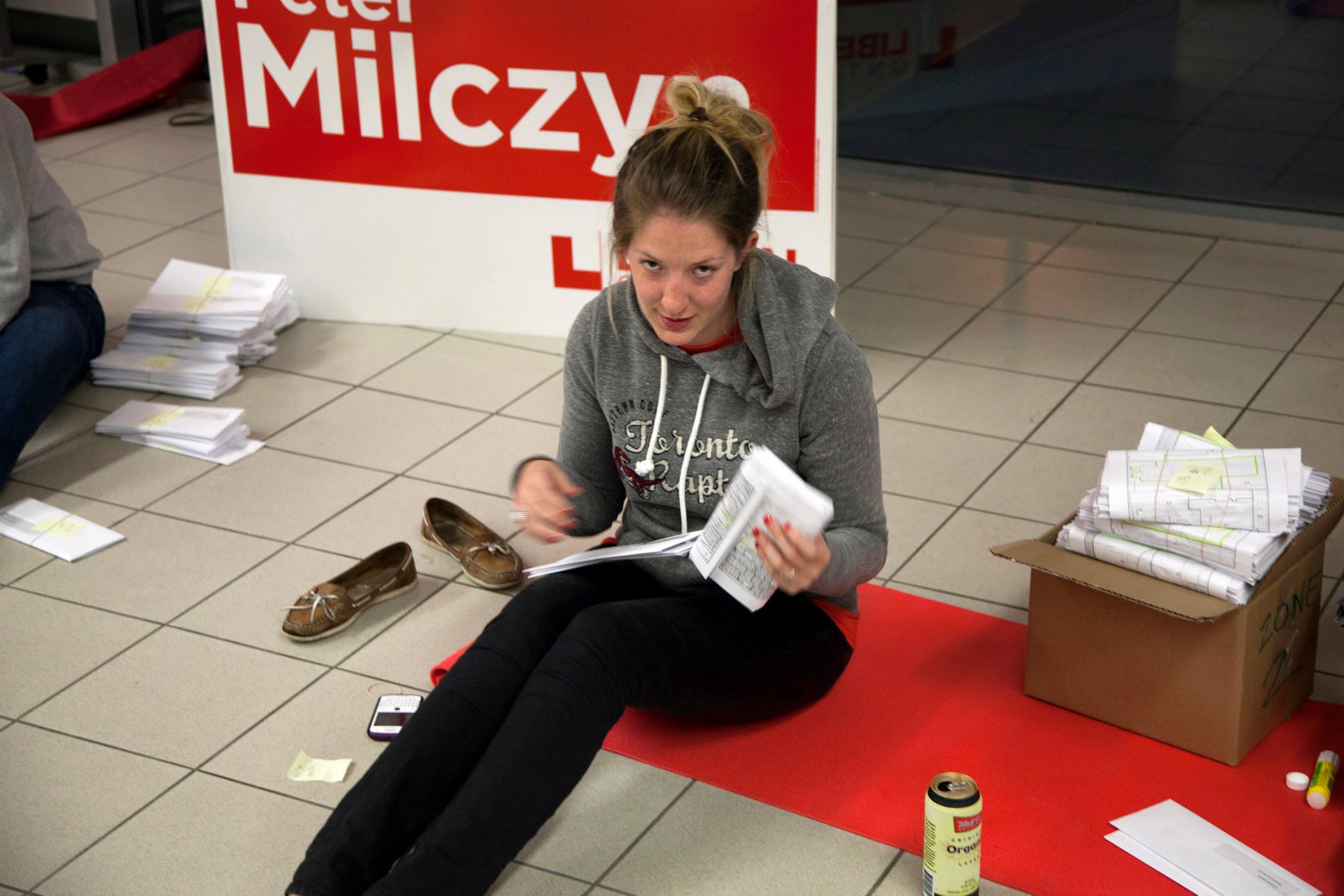 Stuffing poll kits at midnight – Etobicoke Lakeshore, 2013